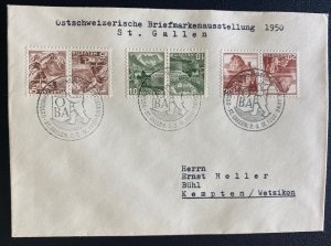 1950 St Gallen Switzerland First Day Cover FDC To Germany Tete Beche Pairs