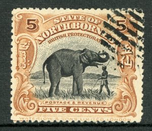 North Borneo 1909 British Colony 5¢ Elephant Sc #141 VFU Perf 14  F719