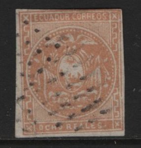 ECUADOR, 3, USED, 1865-72, COAT OF ARMS, FAKE