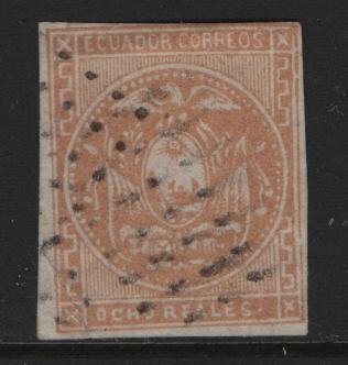 ECUADOR, 3, USED, 1865-72, COAT OF ARMS, FAKE