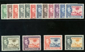 Gambia 1938 KGVI set complete MLH. SG 150-161. Sc 132-143.