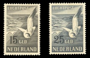 Netherlands #C13-14 Cat$450, 1951 Seagull, set of two, never hinged