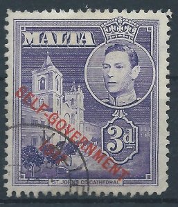 Malta 1953 - George VI Self Government 3d violet - SG240a used