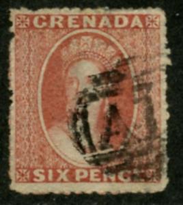 GRENADA Sc#5i SG#7 1863 6p orange red Watermarked Small Star Sideways Used