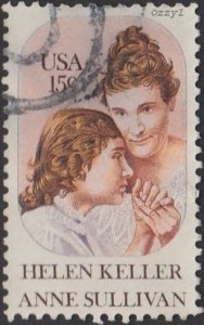 USA #1824 1980 15c Hellen Keller & Anne Sullivan USED-Fine-H-gum residue.