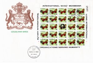 Guyana 1989 Sc 2093 sheet of 25 Silver overprint FDC