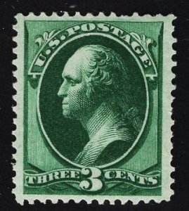 US Stamp #184 3c Green Washington MINT Hinged SCV $90