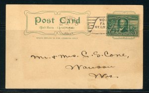 US Stamp # 323 on Postcard 1904 - St. Louis Worlds Fair Cancel - See Below