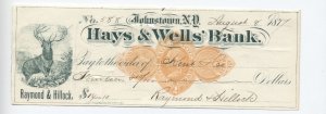 1877 RN-D1 vignetted check Hays & Wells Bank Johnstown NY [6514.105]