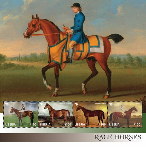 Liberia - 2014 - RACE HORSE CHERIMOYA - Sheet of 4 Stamps - MNH