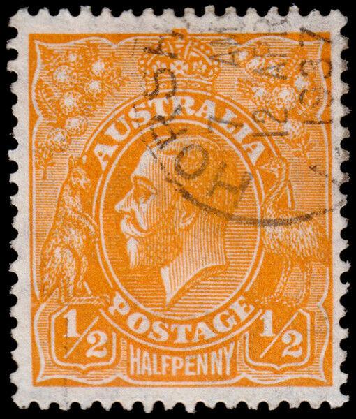 Australia Scott 66a, Perf. 14, Orange (1927) Used F-VF, CV $7.25 M