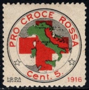 1916 WWI Italy Charity Stamp Red Cross 5 Centesimo For Red Cross Unused