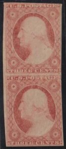 US Classics #11a MINT H F - VF OG Vertical paiur, 3 1/2 margins left outer li...