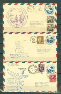 US 1931/33 LOT of (3) 5c FIRST FLIGHT STATIONERY AIRMAIL COVERS...CACHETS