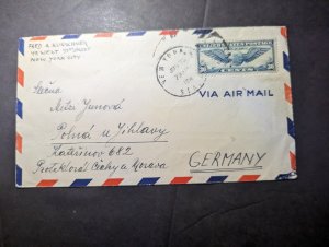 1941 Censored USA Airmail Cover New York NY to Polna Germany Bohemia Moravia