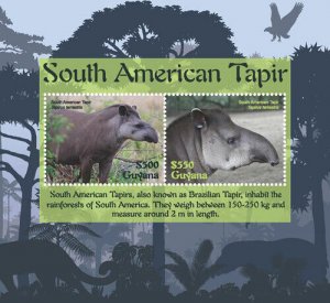 Guyana 2018 - South American Tapir - Souvenir Stamp Sheet - Scott 4590 - MNH