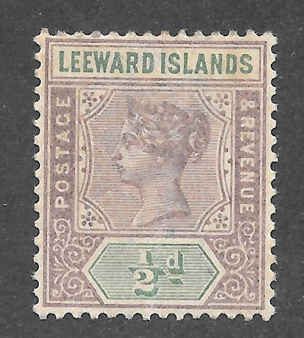 Leeward Islands Scott 1 Unused HROG - 1890 1/2p Queen Victoria - SCV $3.75