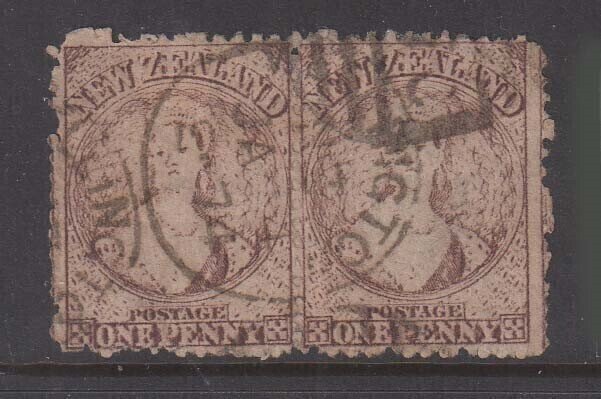 New Zealand FFQ Chalon 1d SG 132a pair FU