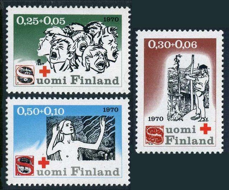 Finland B188-B190,MNH.Michel 672-674. Red Cross-1970.The Seven Brothers,by Kivi.