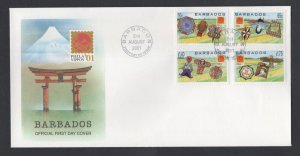 Barbados #1006-09  (2001 Phila-Nippon set) unaddressed PO FDC