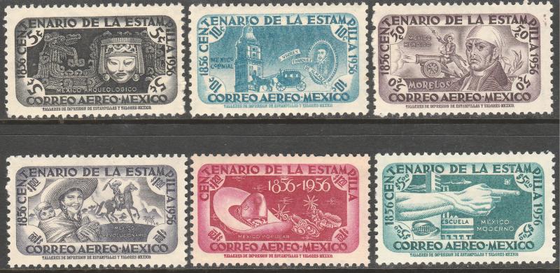 MEXICO C229-C234, Centenary of 1st postage stams.AIR MAIL SET. MINT, NH. F-VF.