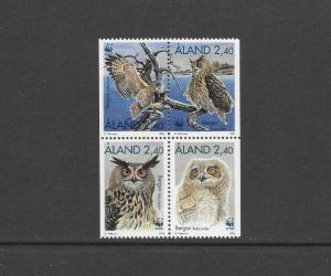 BIRDS -FINLAND- ALAND #125a  OWLS  WWF  MNH