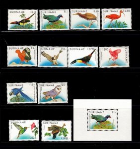 Surinam Sc 724-735+725a MNH issue of 1985-1995 - RARE AS FULL SET - Birds