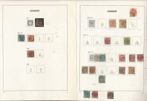 Denmark Stamp Collection on 2 Davo Pages, 1851-1879 Early Claasics, JFZ