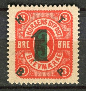 DENMARK; HORSENS BYPOST Local issue 1886 Mint hinged surcharged 1/3ore. value