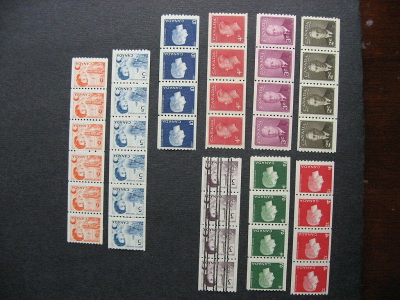 CANADA 19 different MH coil strips of 4 or 6. Couple strips have small faults 