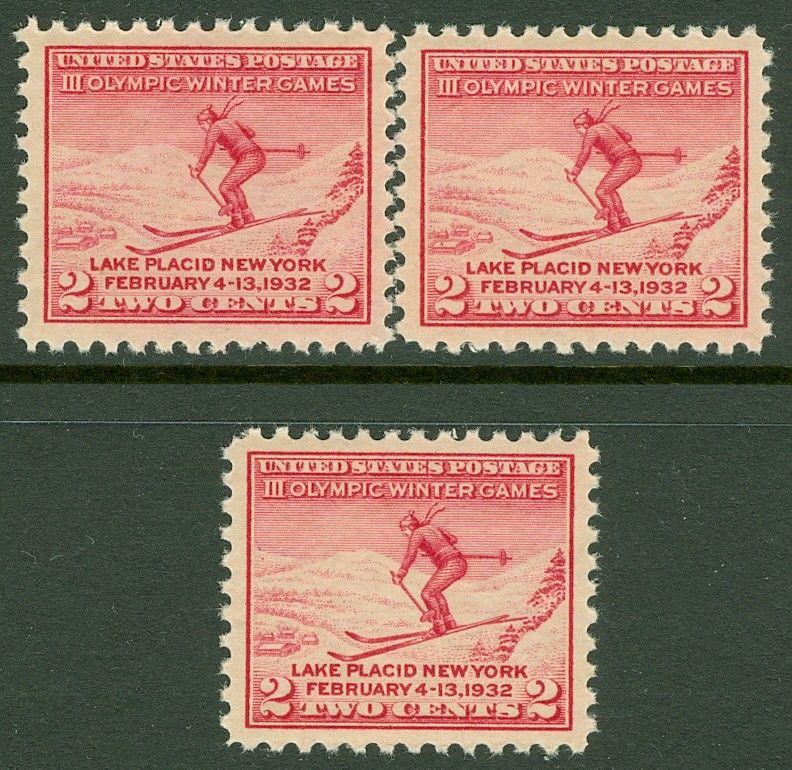 EDW1949SELL : USA 1932 Scott #716 Extra Fine-Superb, Mint NH. 3 Gradable stamps