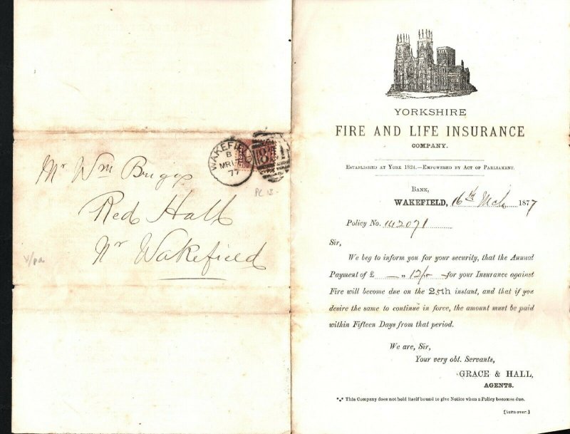 GB HALFPENNY p13 Cover Illustrated Contents Yorks Wakefield ½d Red 1877 15.4