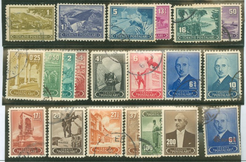 Turkey #896-915/928 Used Single (Complete Set)