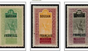 COLOR PRINTED FRENCH SUDAN 1894-1944 STAMP ALBUM PAGES (14 illustrated pages)