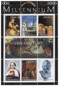 18th Century Highlights on Stamps - 6 Stamp  Sheet TKM18