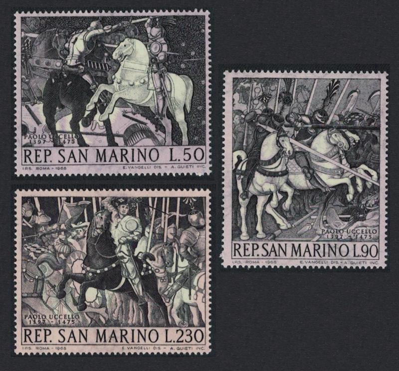 San Marino Horses 671st Birth Anniversary of Paolo Uccello painter 3v SG#849=852