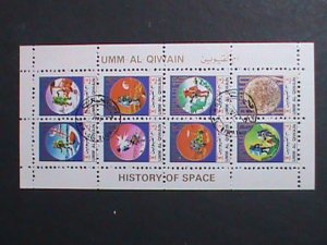 UMM AL QIWAIN-1973 SPACE AND SPACE PROGRAMS-CTO MINI SHEET VERY FINE