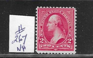 US #267 1895 WASHINGTON 2 CENTS  (CARMINE ) TYPE III- WMK 191 -MINT NH