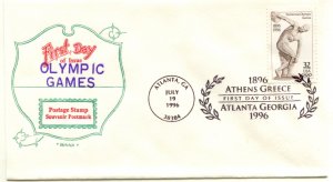 3087 US 32c Centennial Olympic Games FDC,   Artopages cachet