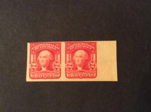 U.S.#320 Washington 2c Type l Imperf Pair M-H, OG.