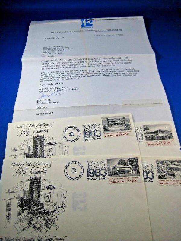 PPG INDUSTRIES 1983 SET OF 4 COVERS WITH PPG BROCHURE INSERT & LETTER