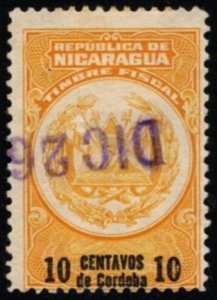 1921 Nicaragua Revenue 10 Centavos Timbre Fiscal (Stamp Duty) Used