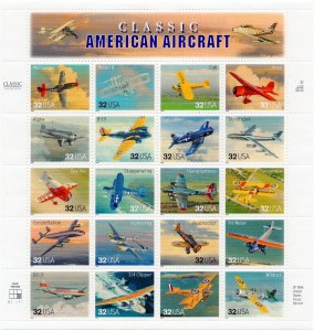 Scott #3142 Classic American Aircraft Sheet of 20 Stamps - MNH