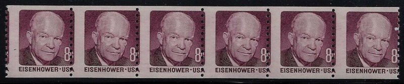 1402 Misperf Error / EFO Strip of 6 Dwight D. Eisenhower Mint NH 