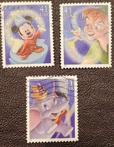 US Scott # 4192-4194; three used 41c Disney Magic, 2007; VF/XF; off paper