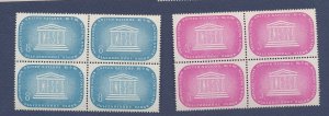 UNITED NATIONS UN - Scott 33-34  - MNH inscription block - UNESCO - 1955