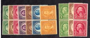 597-606 Mint,OG,NH... Pairs... SCV $80.80... VF/XF