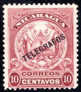 RH135, H135, Type 37, 10c crimson, Nicaragua Telegraph Stamp