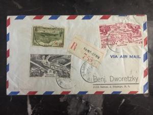 1933 St Denis Reunion Registered Airmail Cover To Benj Dworetzky New York Usa