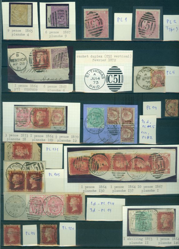 Danish West Indies 1865-79 BRITISH POST OFFICE C51&others specialized coll. Rare